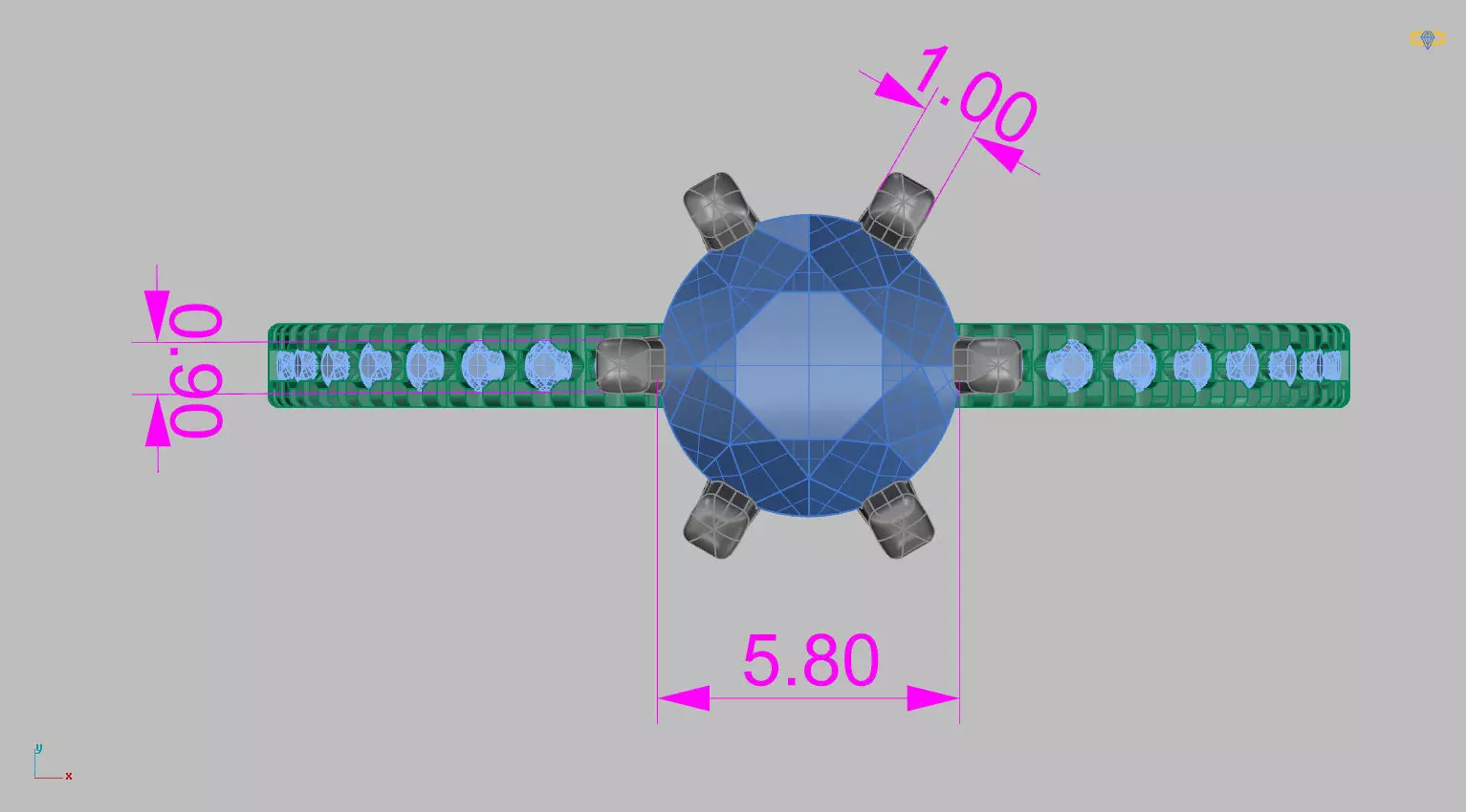 Solitaire Ring Gemstone 5 80mm 3D print model_24