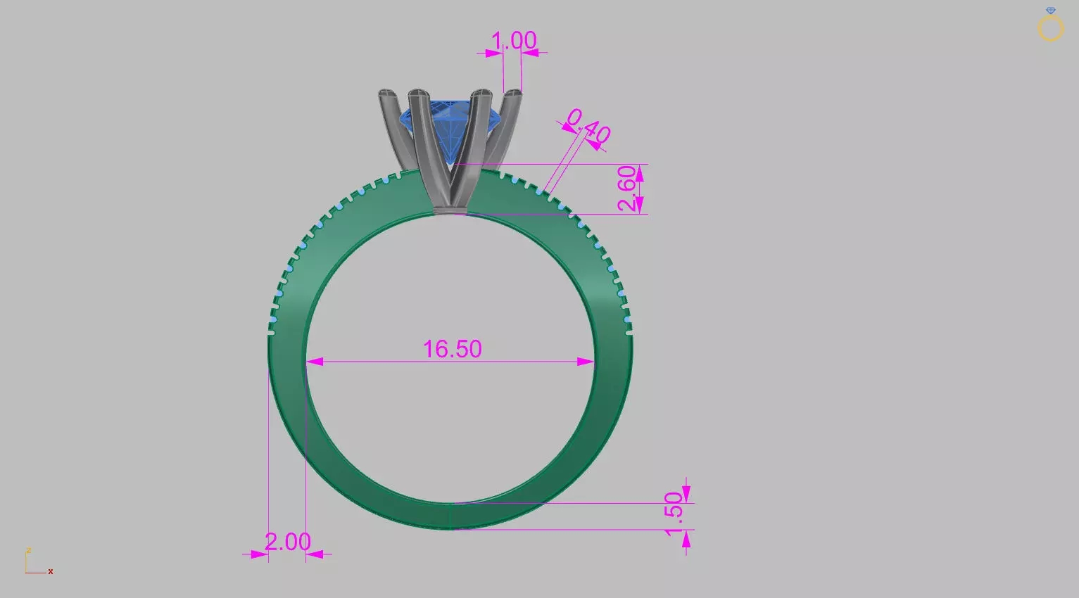 Solitaire Ring Gemstone 5 80mm 3D print model_23