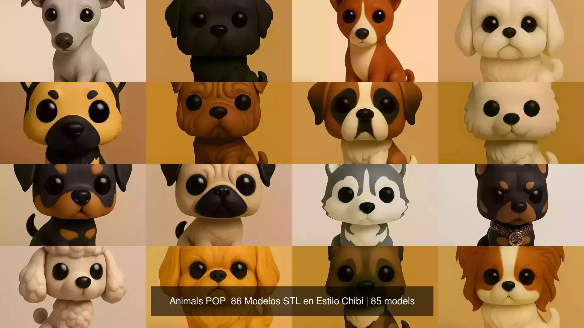 Animals POP 85 Modelos STL en Estilo Chibi 3D Model Collection_2