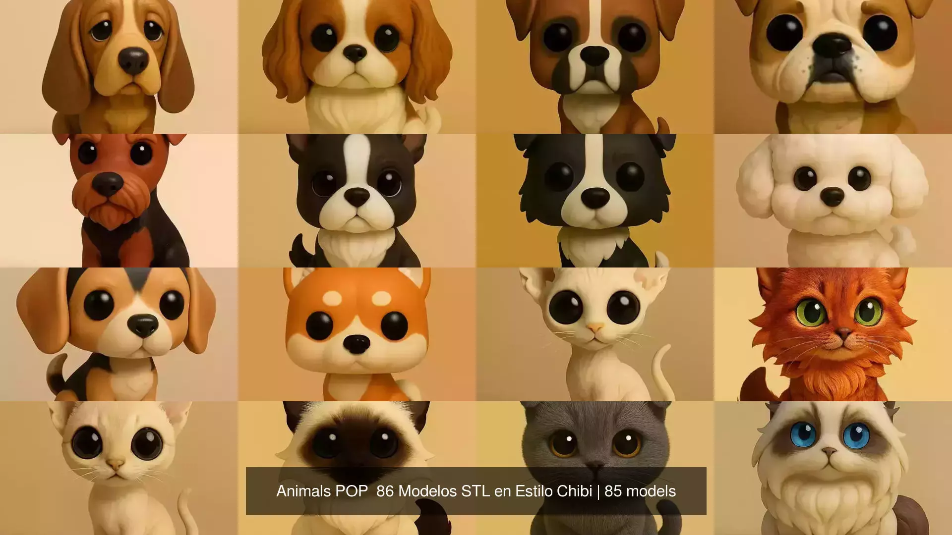 Animals POP 85 Modelos STL en Estilo Chibi 3D Model Collection_6