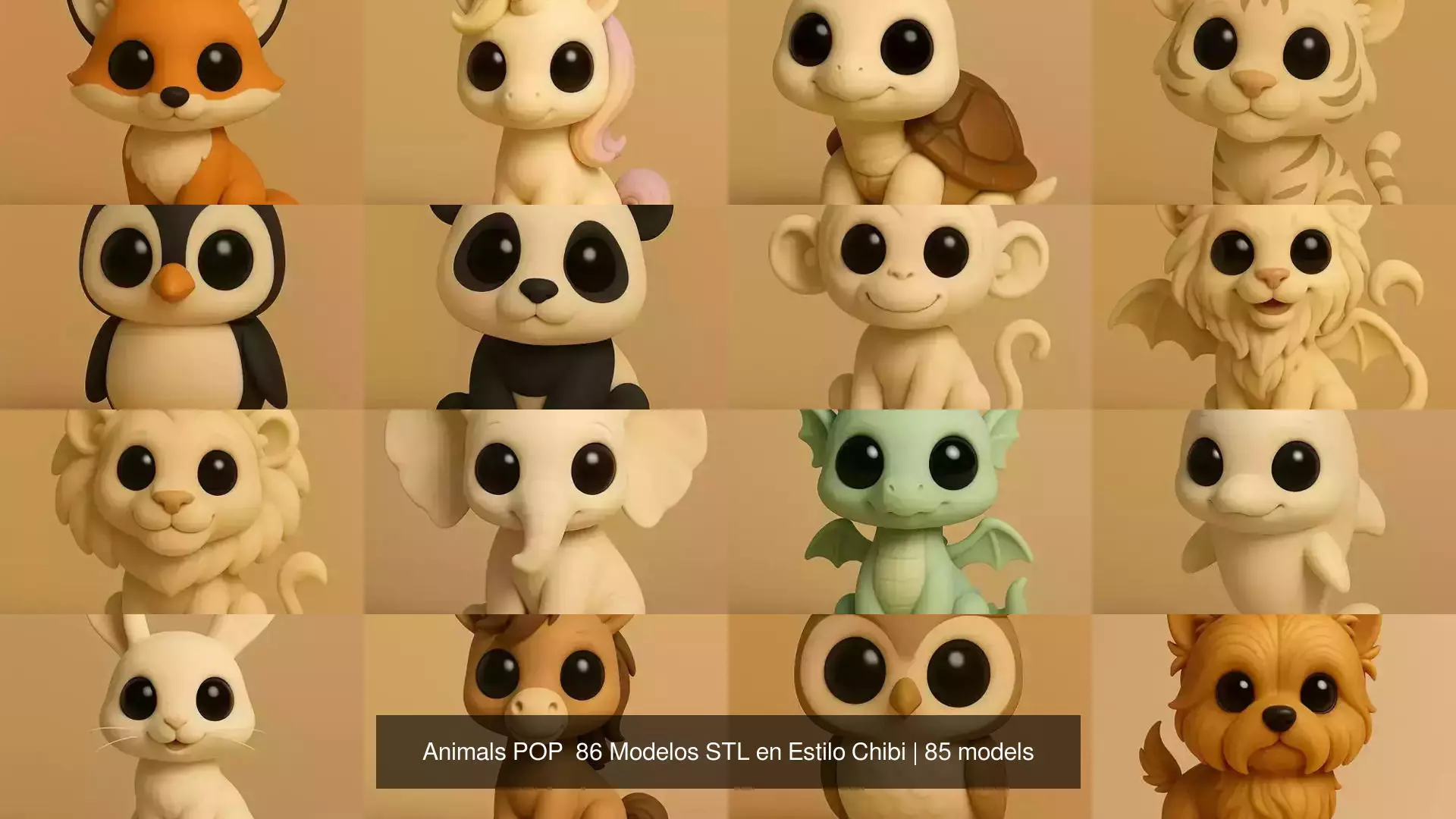 Animals POP 85 Modelos STL en Estilo Chibi 3D Model Collection_0