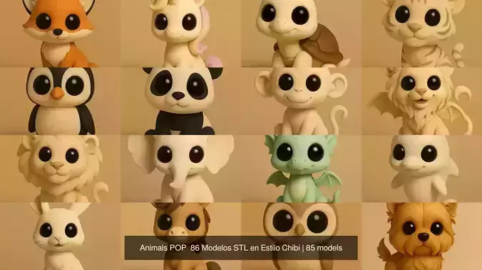 Animals POP  85 Modelos STL en Estilo Chibi 3D Model Collection