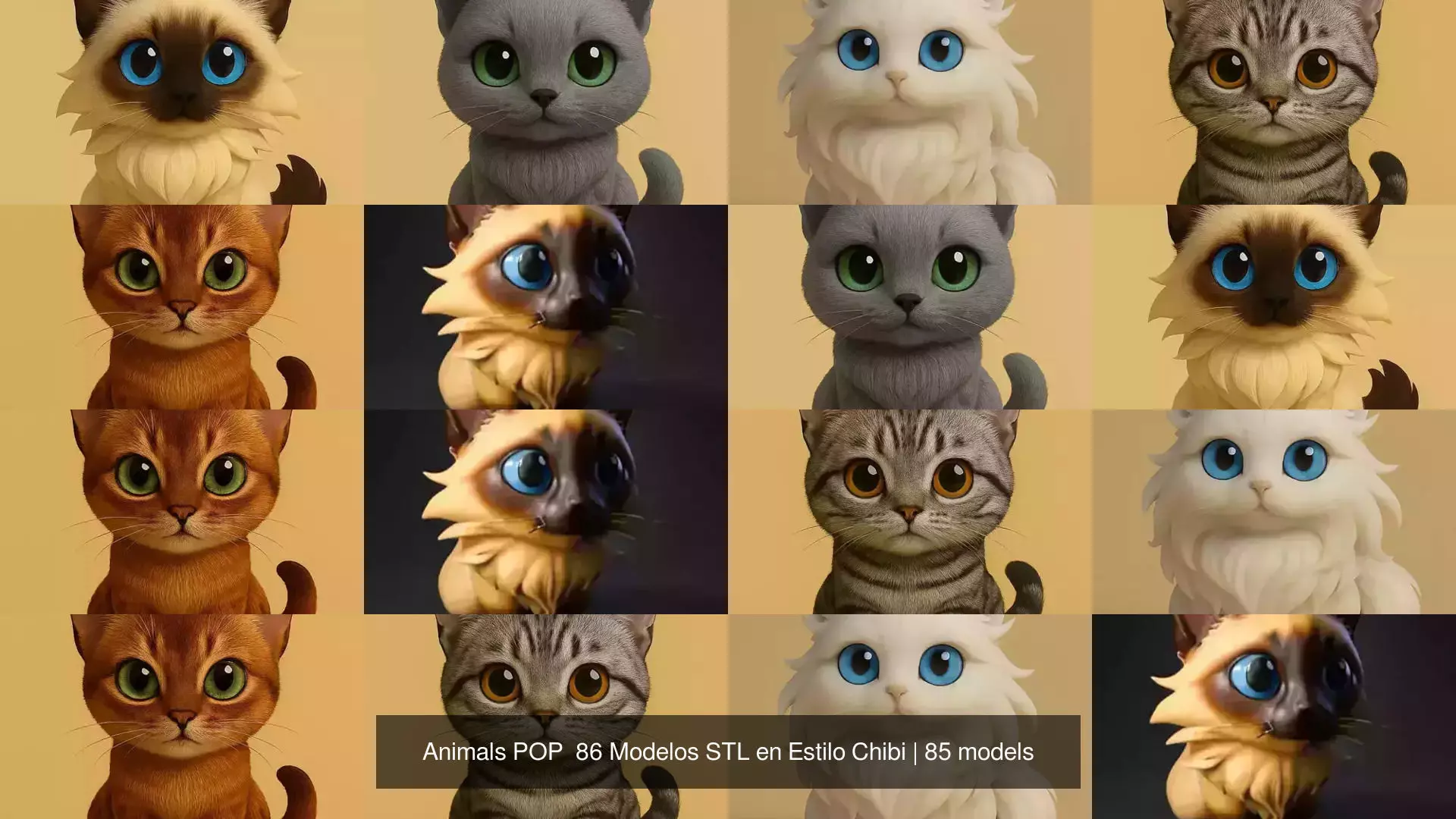 Animals POP 85 Modelos STL en Estilo Chibi 3D Model Collection_10