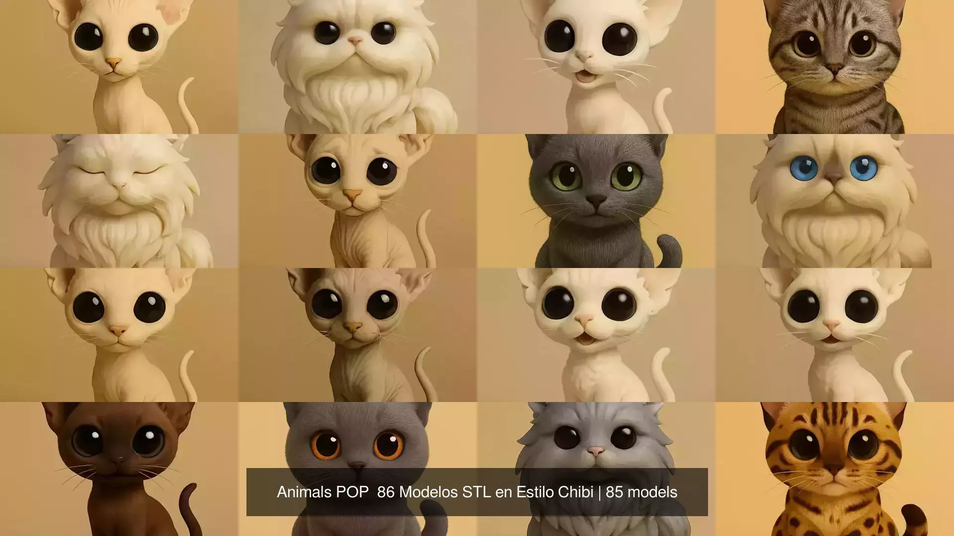 Animals POP 85 Modelos STL en Estilo Chibi 3D Model Collection_8