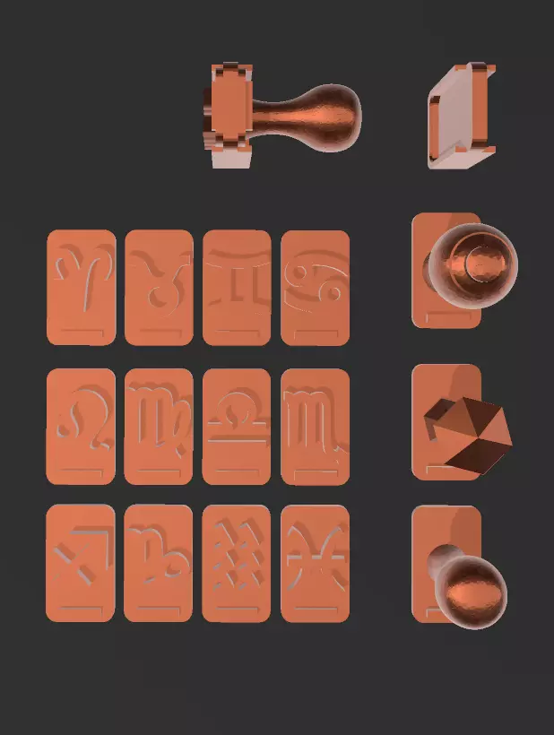 Zodiac changeable stamps pack 3D print model_3