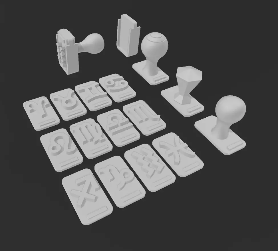 Zodiac changeable stamps pack 3D print model_12