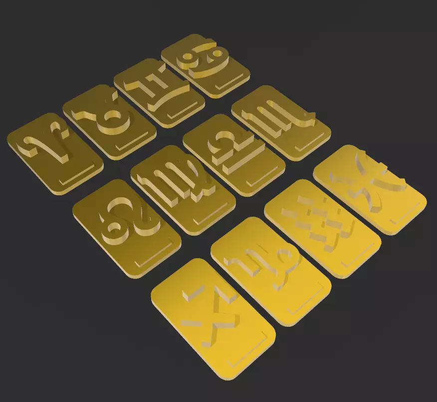 Zodiac changeable stamps pack 3D print model_6