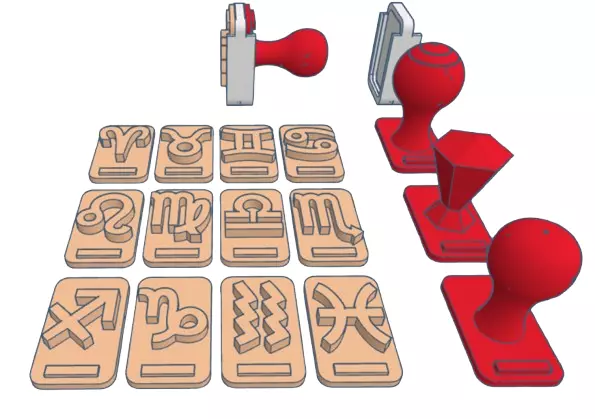 Zodiac changeable stamps pack 3D print model_21