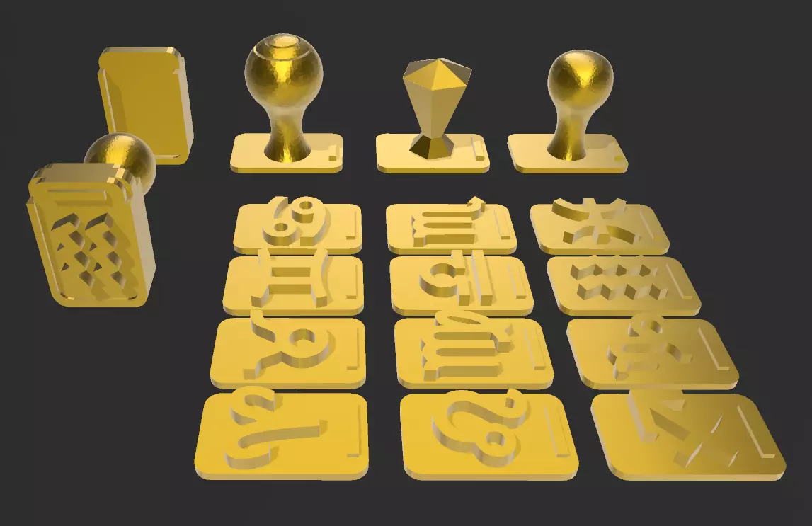 Zodiac changeable stamps pack 3D print model_17