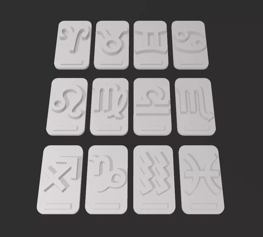 Zodiac changeable stamps pack 3D print model_10
