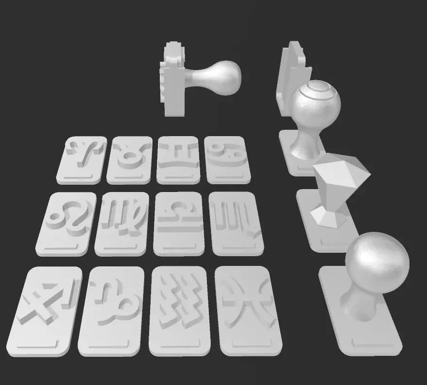 Zodiac changeable stamps pack 3D print model_15