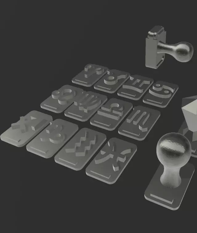 Zodiac changeable stamps pack 3D print model_13