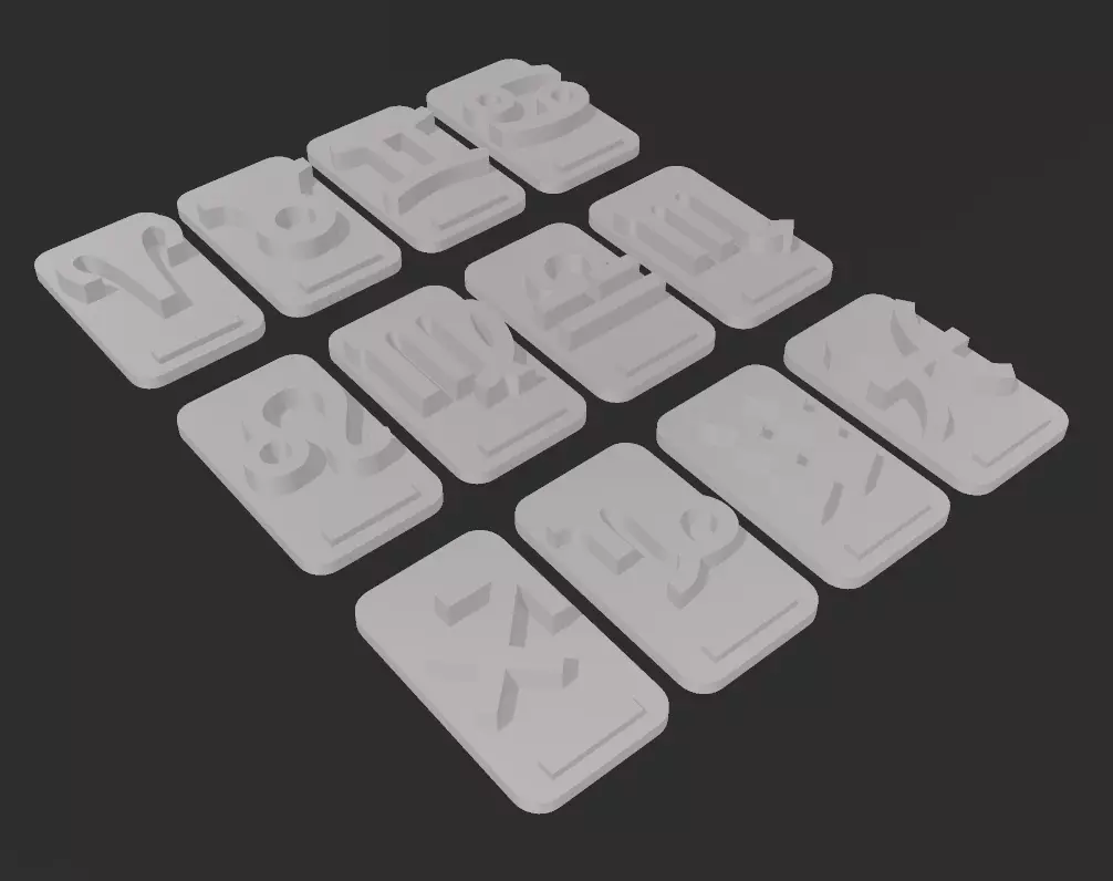 Zodiac changeable stamps pack 3D print model_9