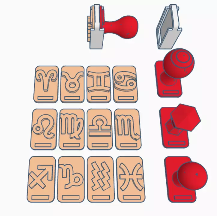Zodiac changeable stamps pack 3D print model_4