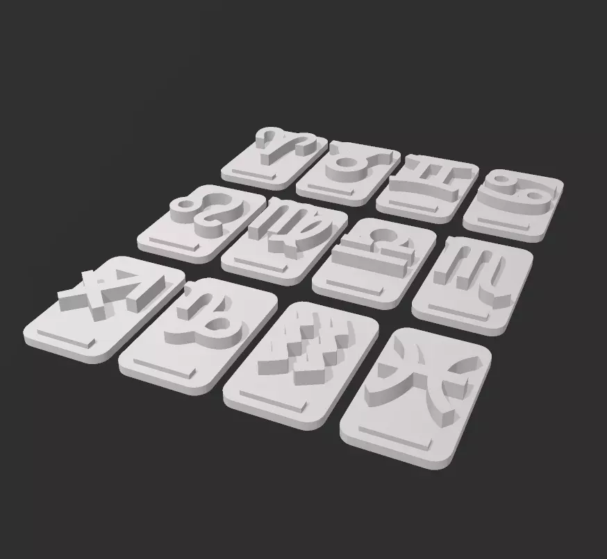 Zodiac changeable stamps pack 3D print model_8