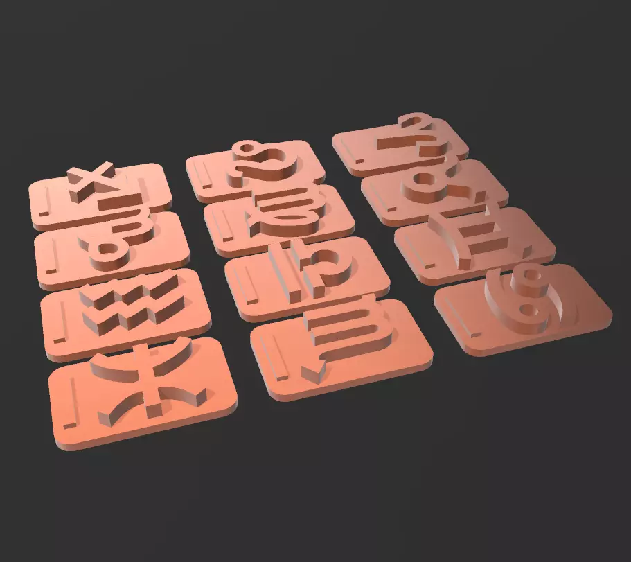 Zodiac changeable stamps pack 3D print model_11