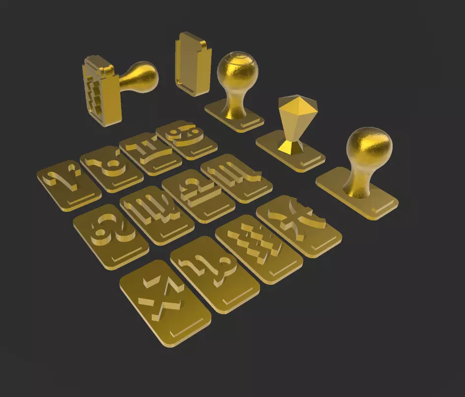 Zodiac changeable stamps pack 3D print model_1