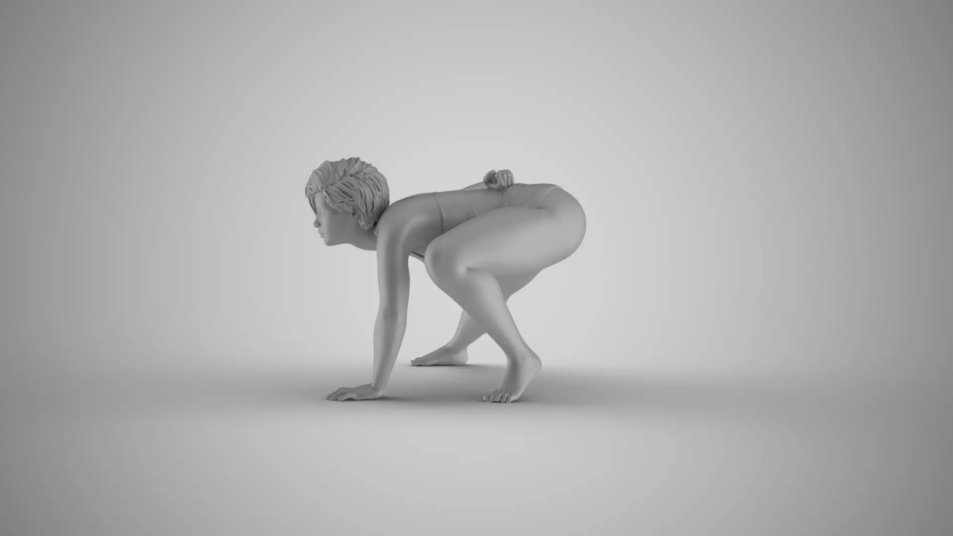 Woman Play on the Beach 3D print model_1