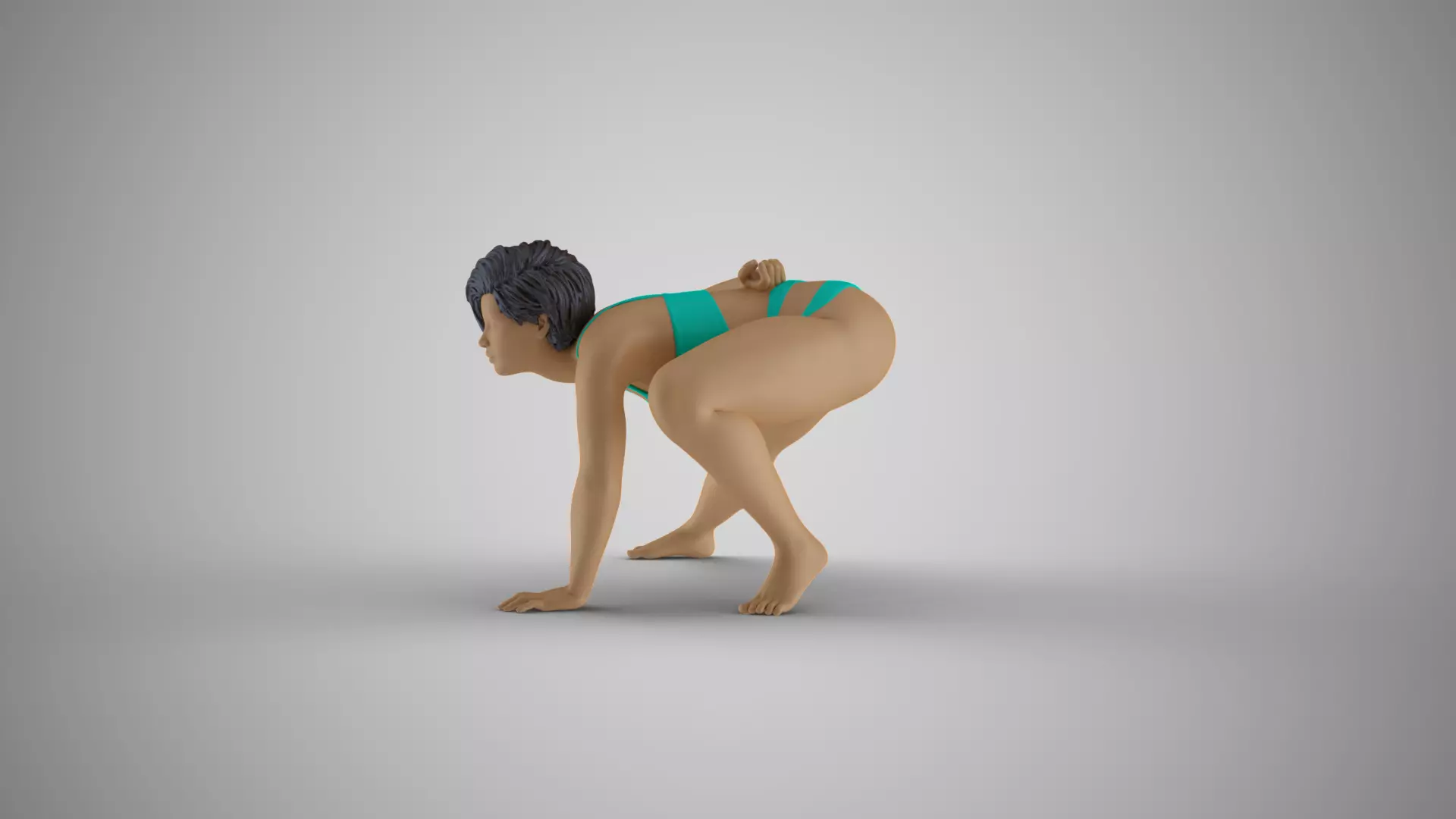Woman Play on the Beach 3D print model_10