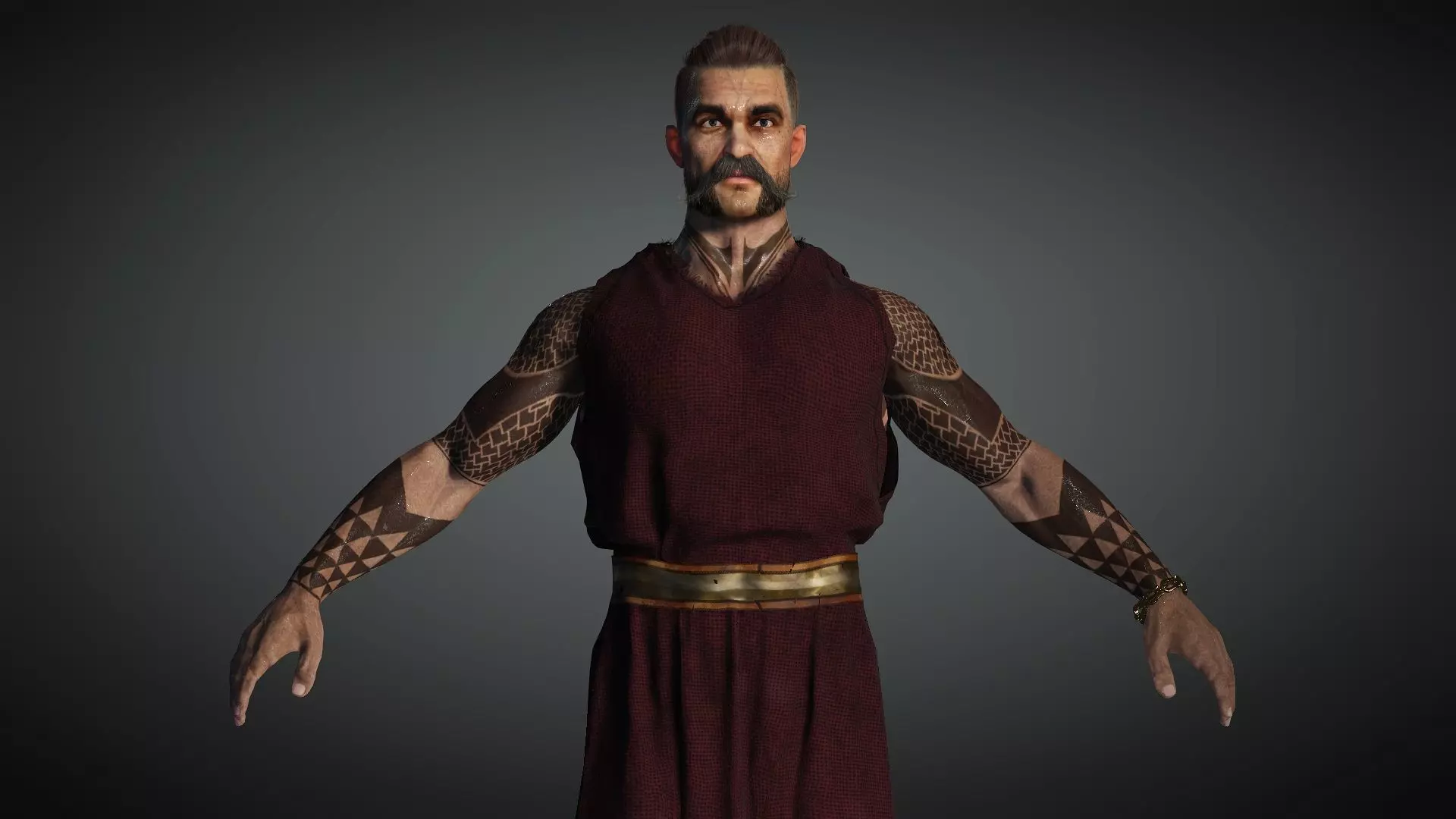 Warrior Prince Merchant Medieval  - Rigged and Blendshapes Low-poly 3D model_4