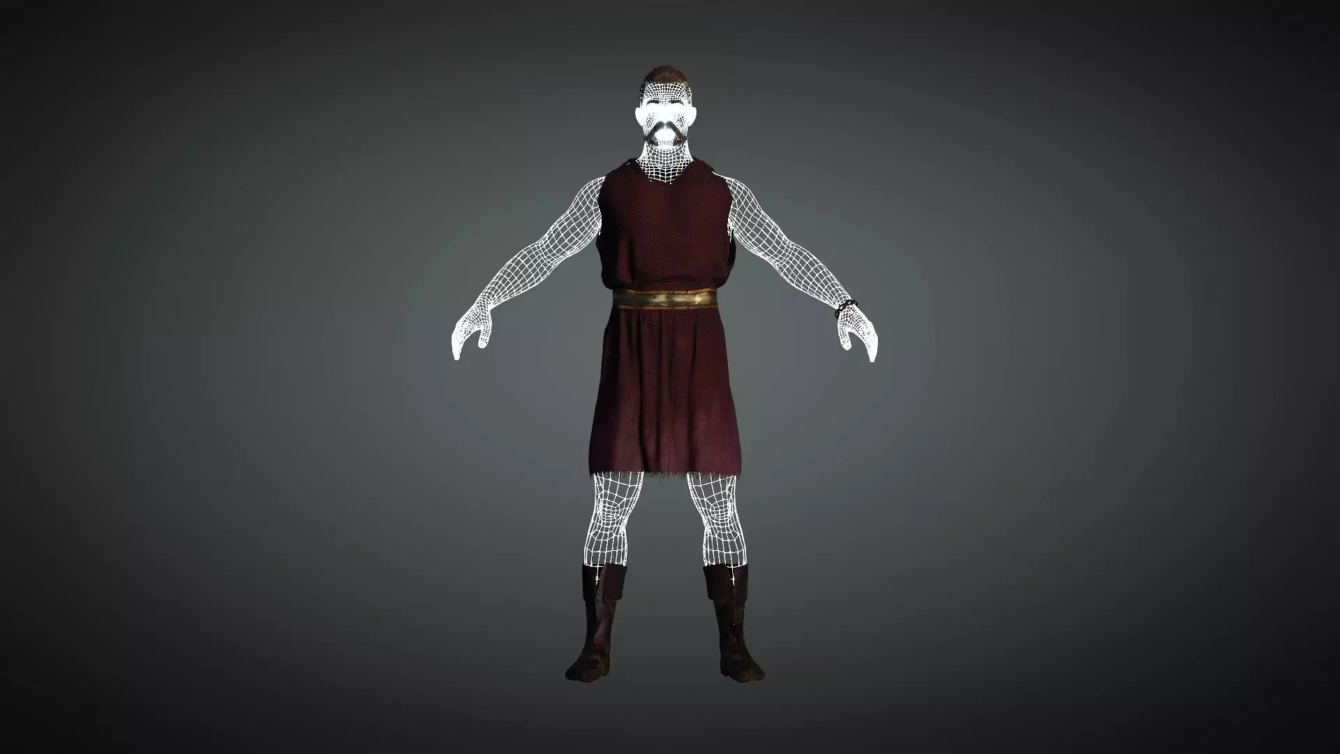 Warrior Prince Merchant Medieval  - Rigged and Blendshapes Low-poly 3D model_7