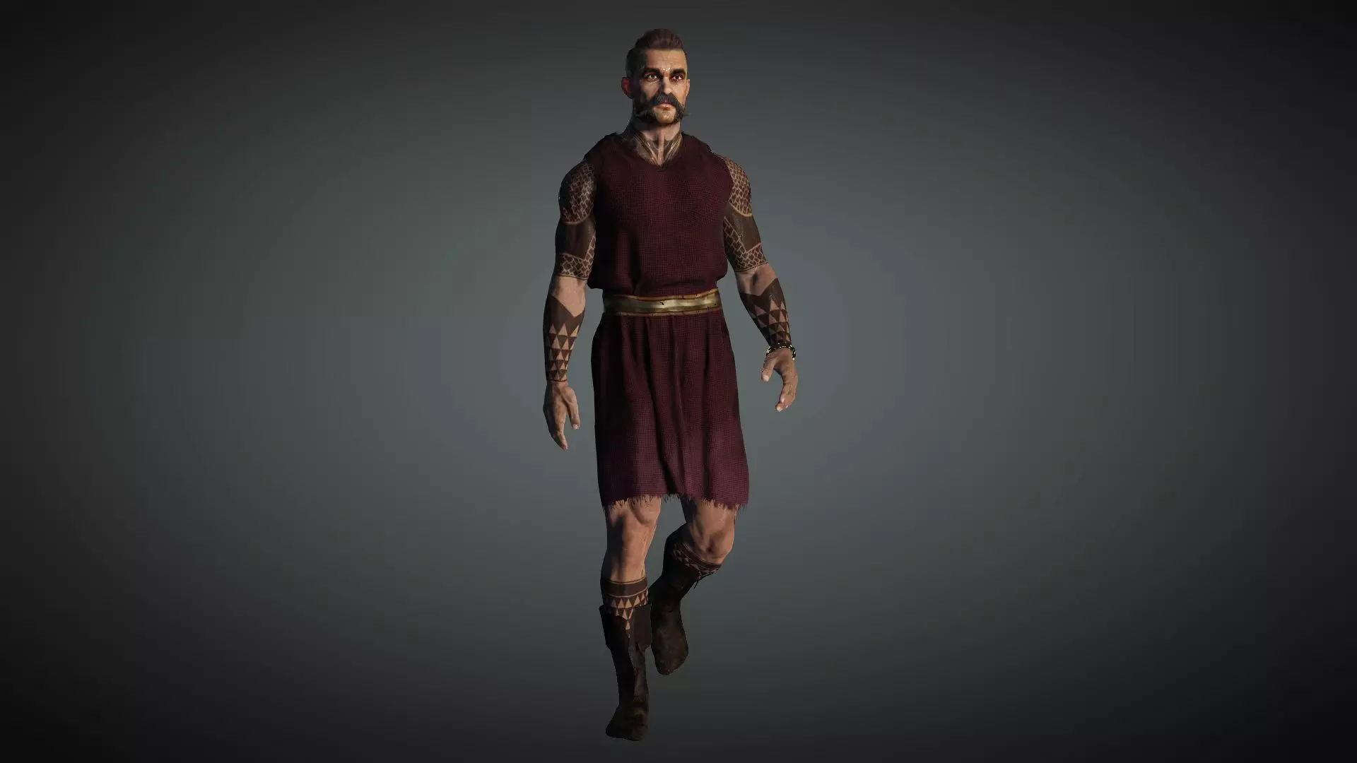 Warrior Prince Merchant Medieval  - Rigged and Blendshapes Low-poly 3D model_5