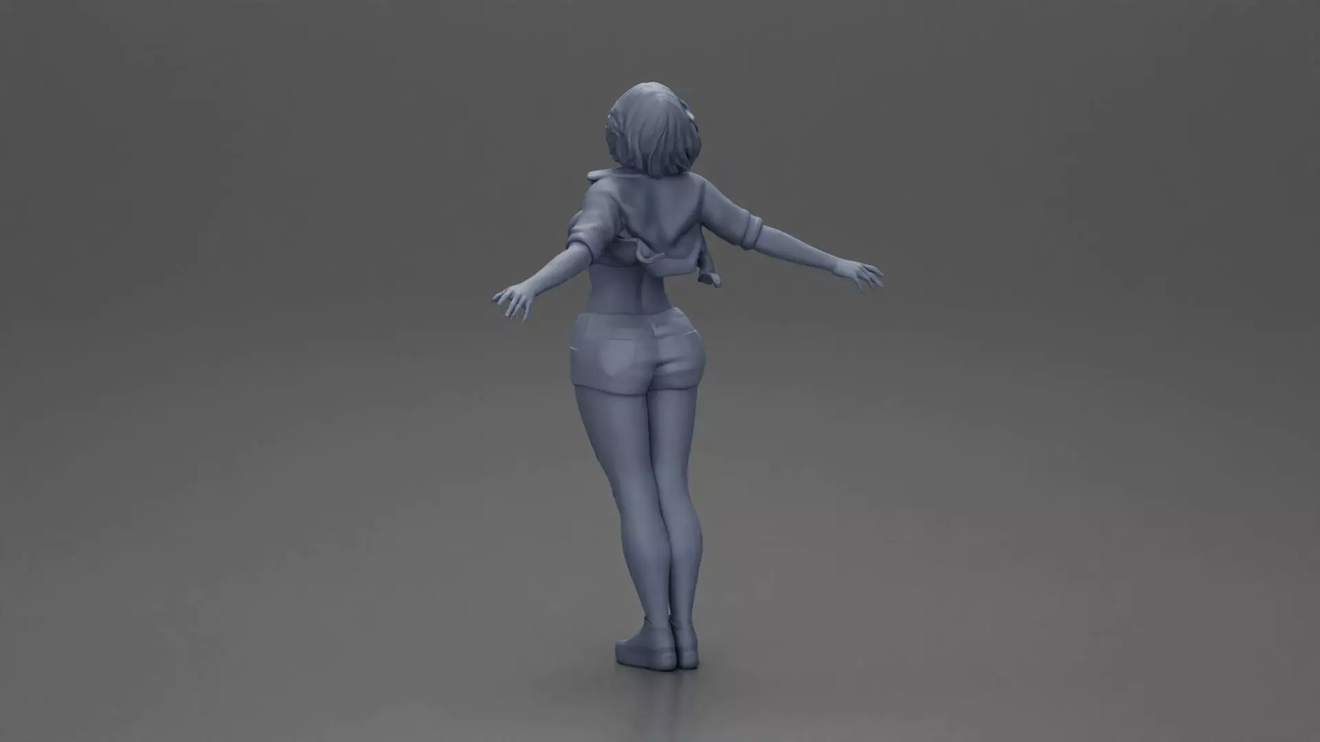 Auburn haired woman twirls with arms outstretched embracing 3D print model_10