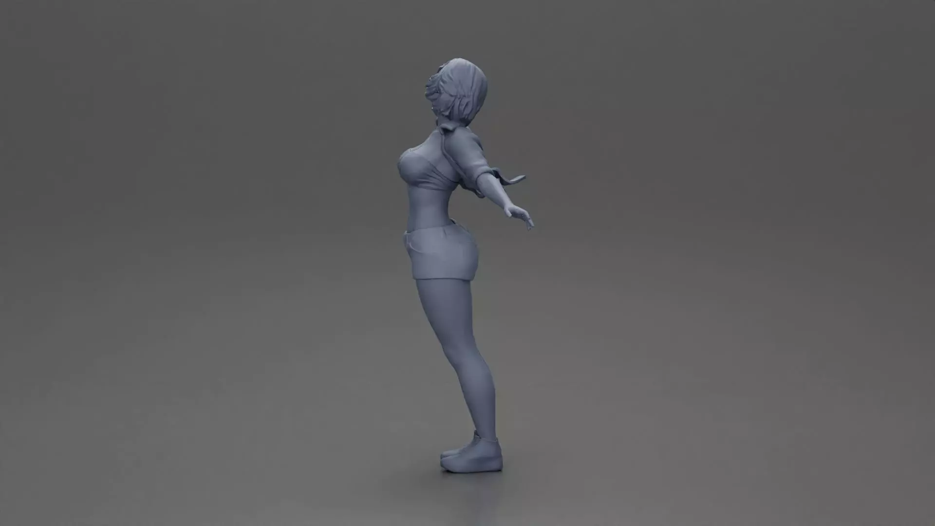 Auburn haired woman twirls with arms outstretched embracing 3D print model_11