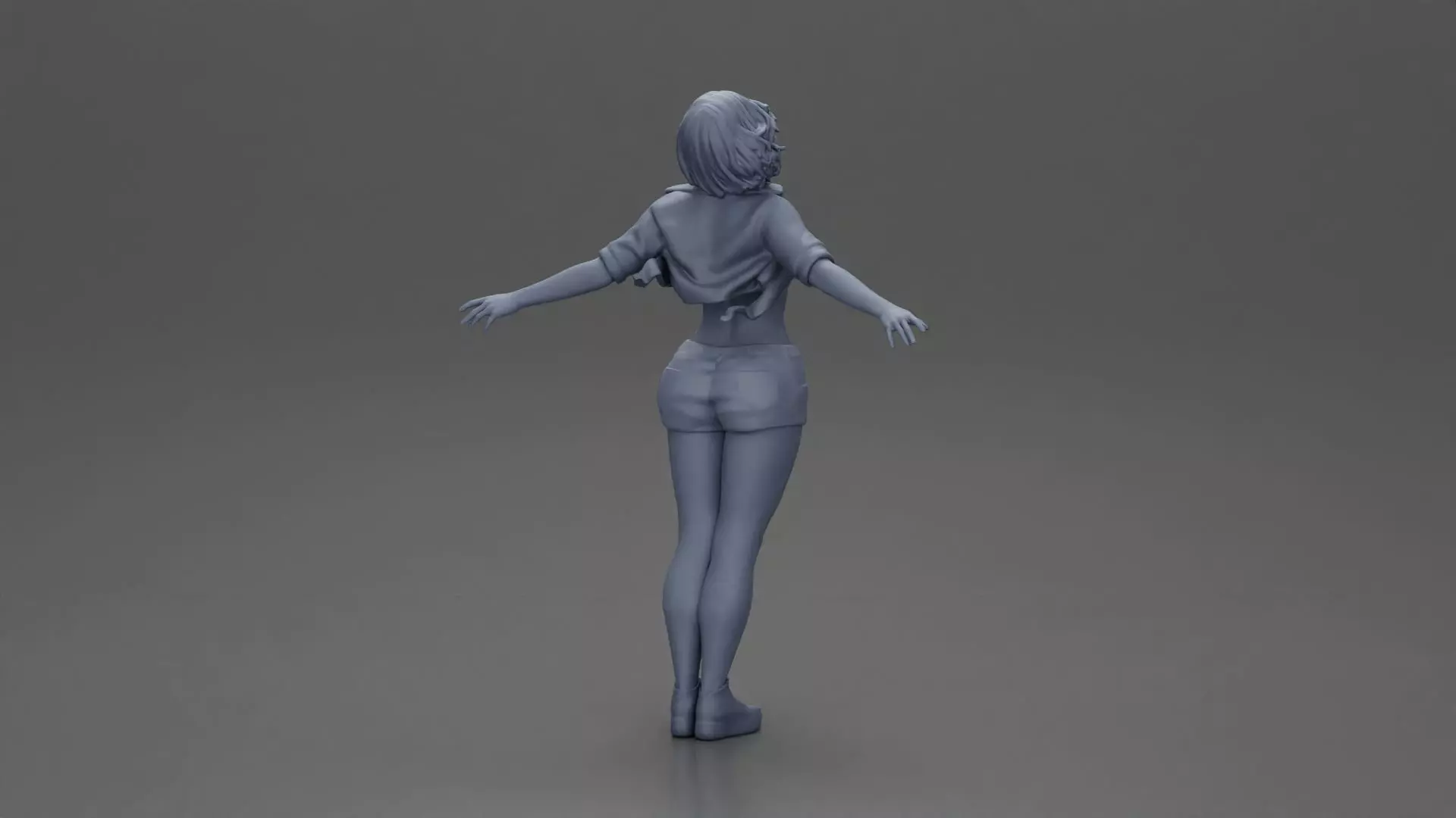 Auburn haired woman twirls with arms outstretched embracing 3D print model_9