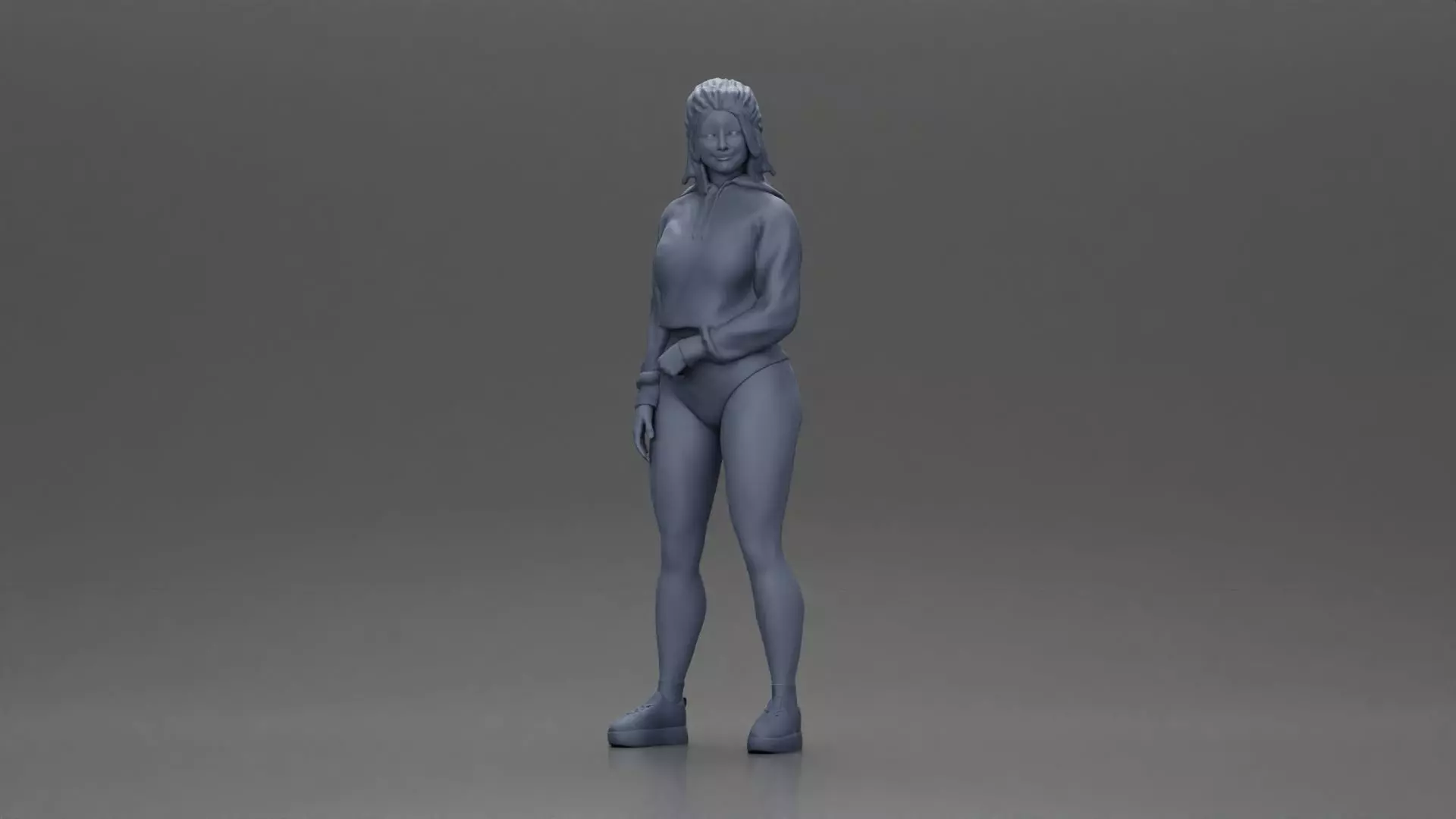 woman in purple hoodie and bikini strikes a pose with style 3D print model_11