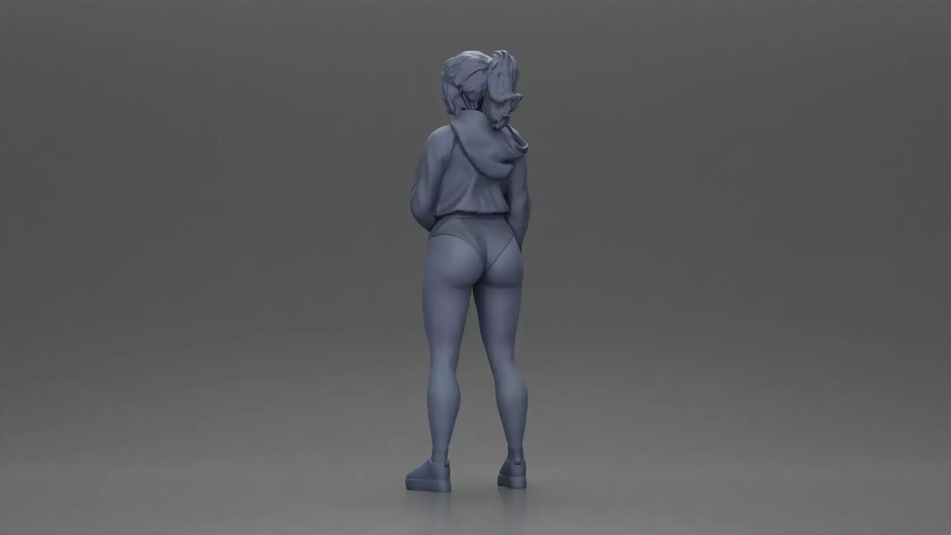 woman in purple hoodie and bikini strikes a pose with style 3D print model_9