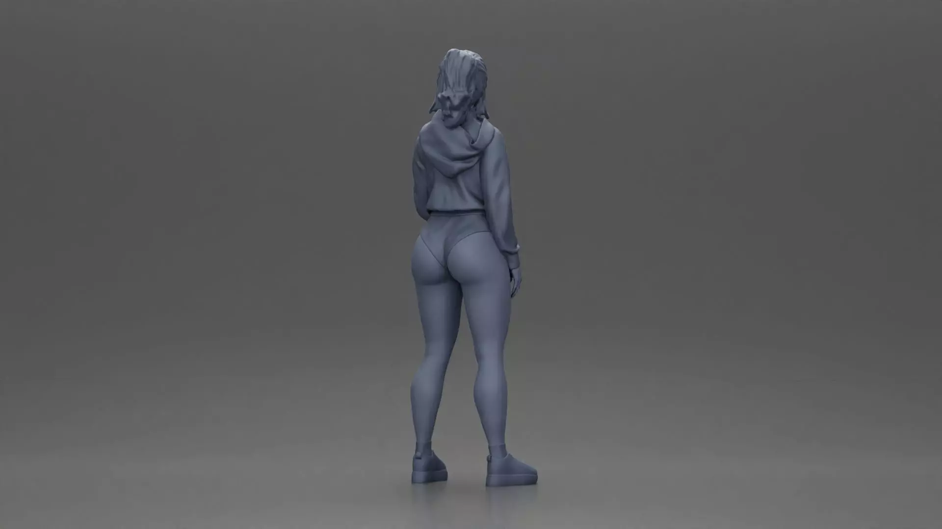 woman in purple hoodie and bikini strikes a pose with style 3D print model_8