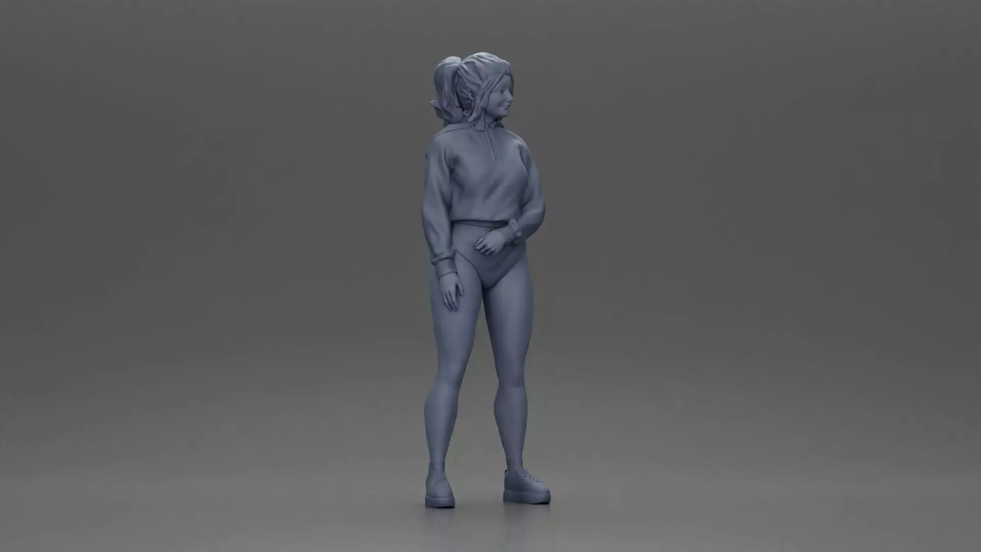 woman in purple hoodie and bikini strikes a pose with style 3D print model_6
