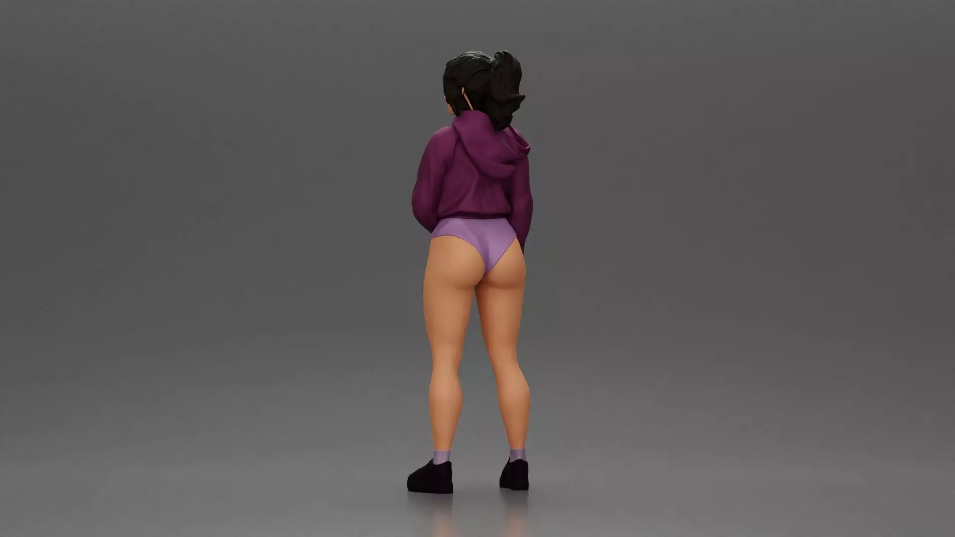 woman in purple hoodie and bikini strikes a pose with style 3D print model_3