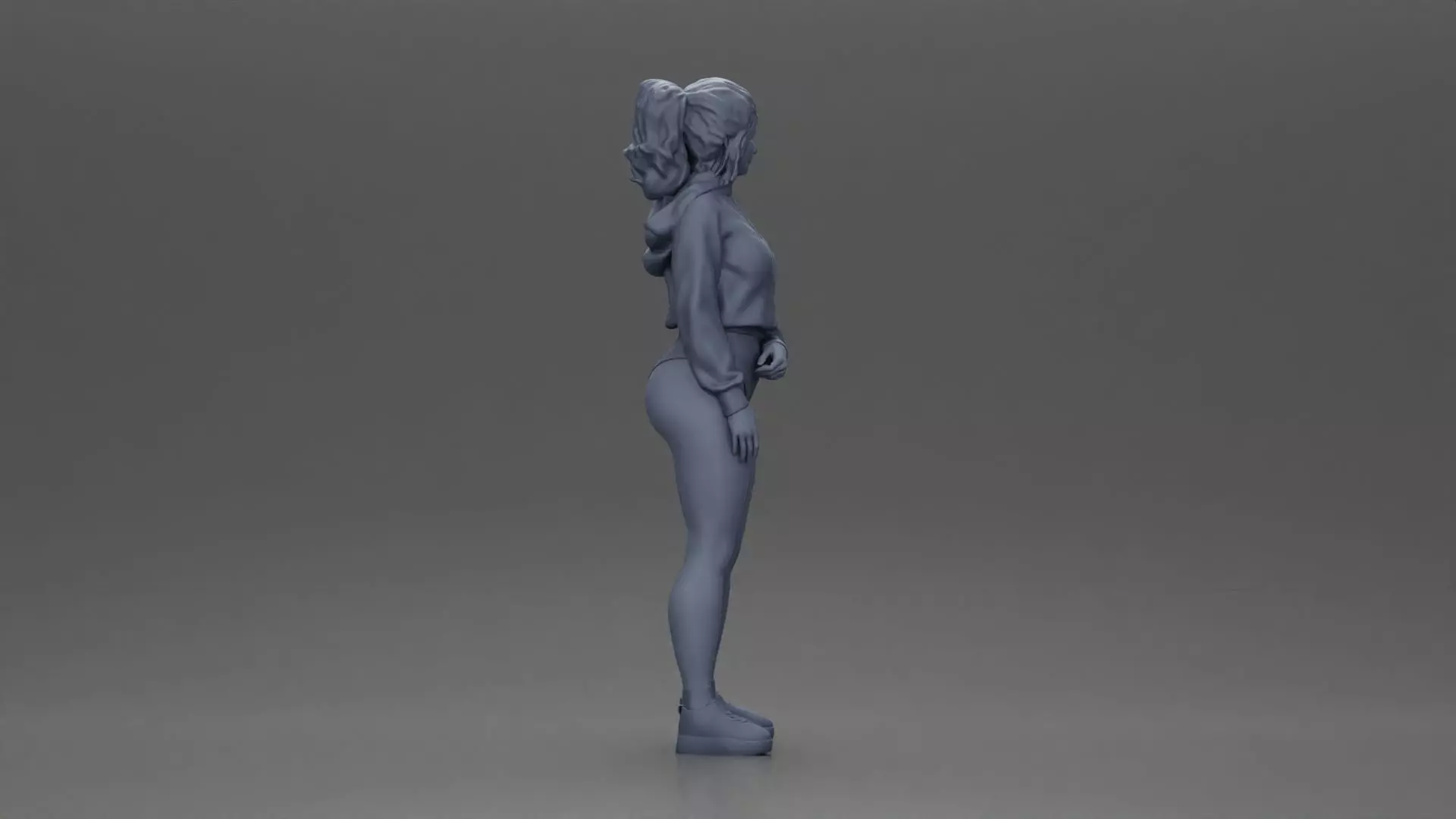 woman in purple hoodie and bikini strikes a pose with style 3D print model_7
