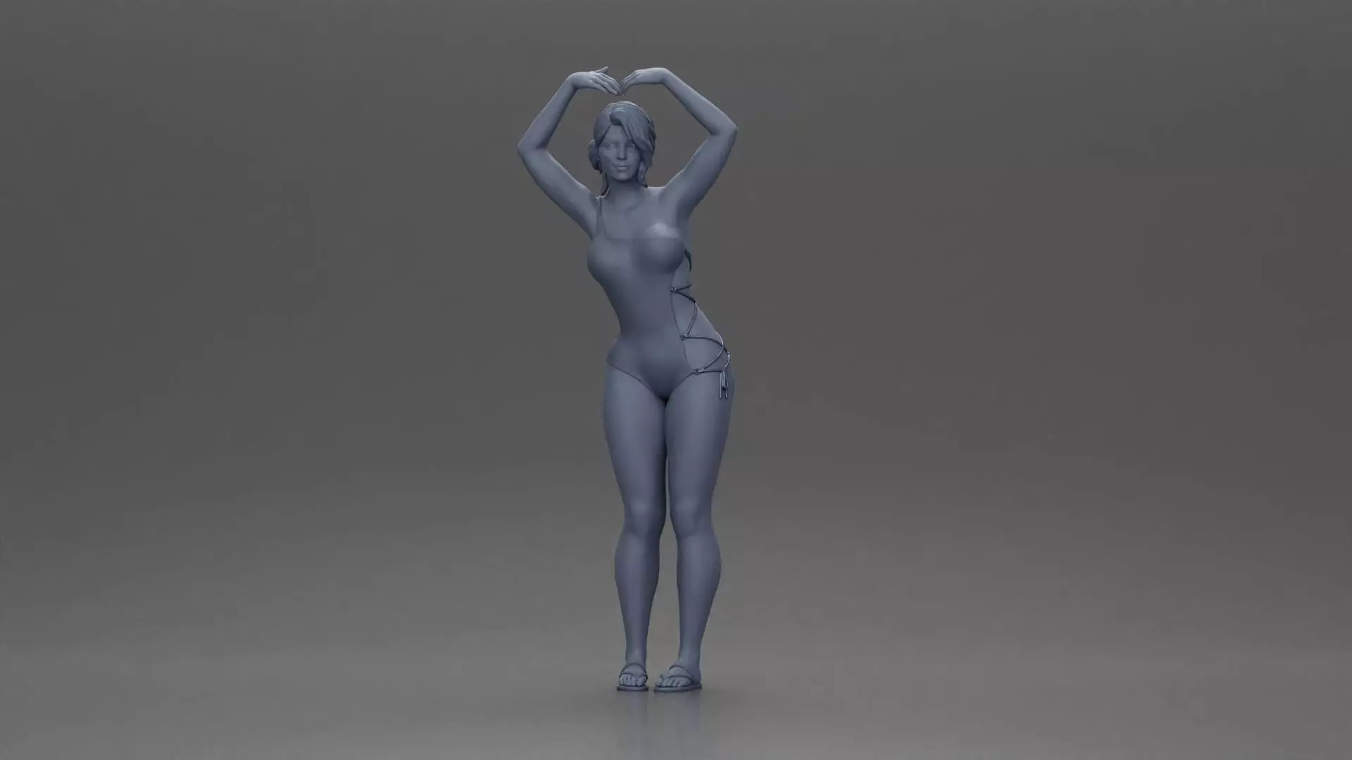 woman in turquoise swimsuit stretching with elegant ballet pose 3D print model_6