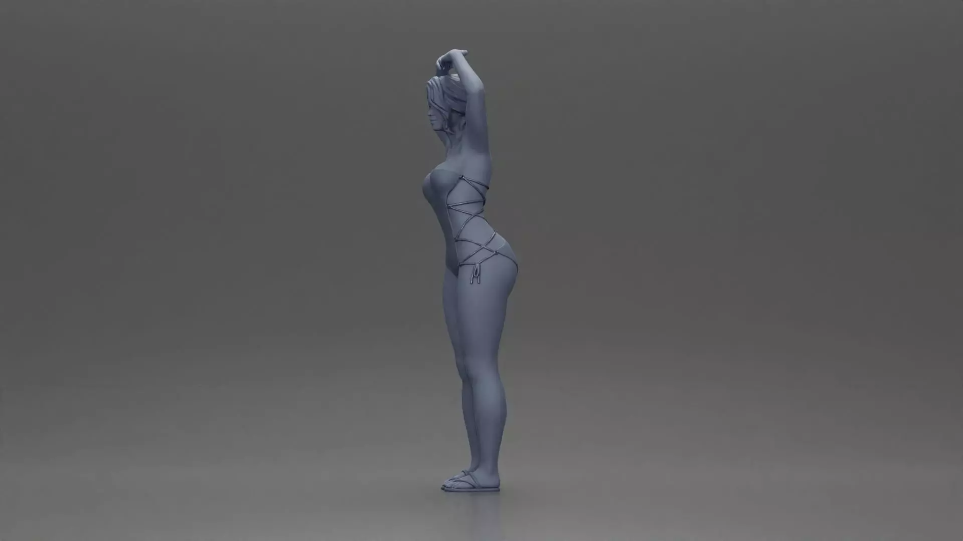 woman in turquoise swimsuit stretching with elegant ballet pose 3D print model_11