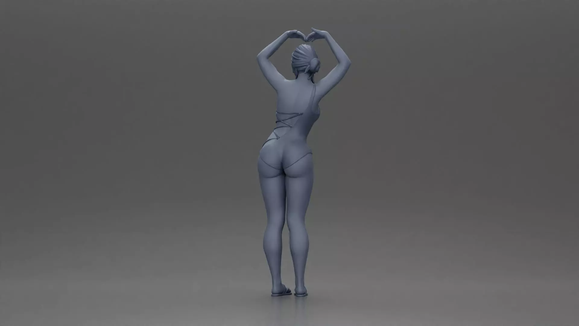 woman in turquoise swimsuit stretching with elegant ballet pose 3D print model_9