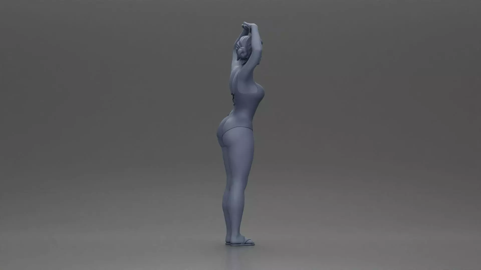 woman in turquoise swimsuit stretching with elegant ballet pose 3D print model_8