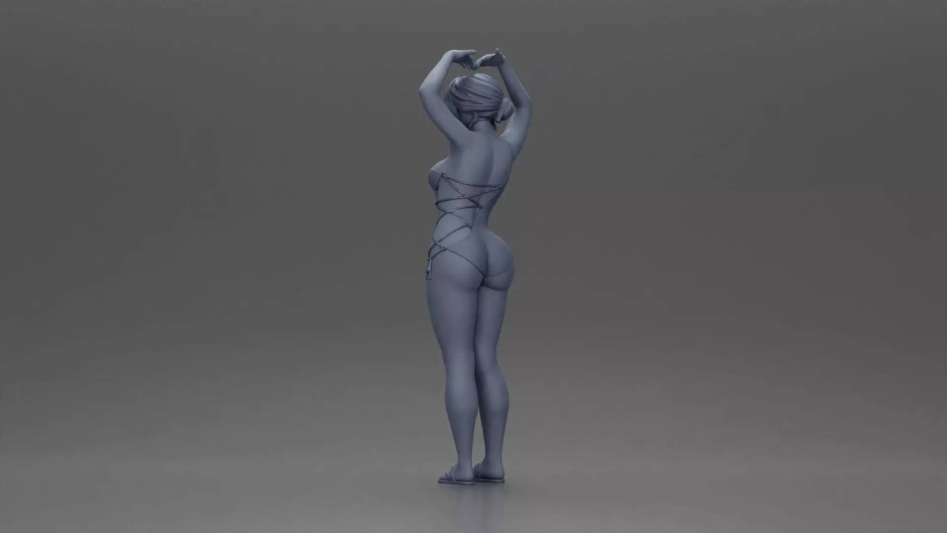 woman in turquoise swimsuit stretching with elegant ballet pose 3D print model_10