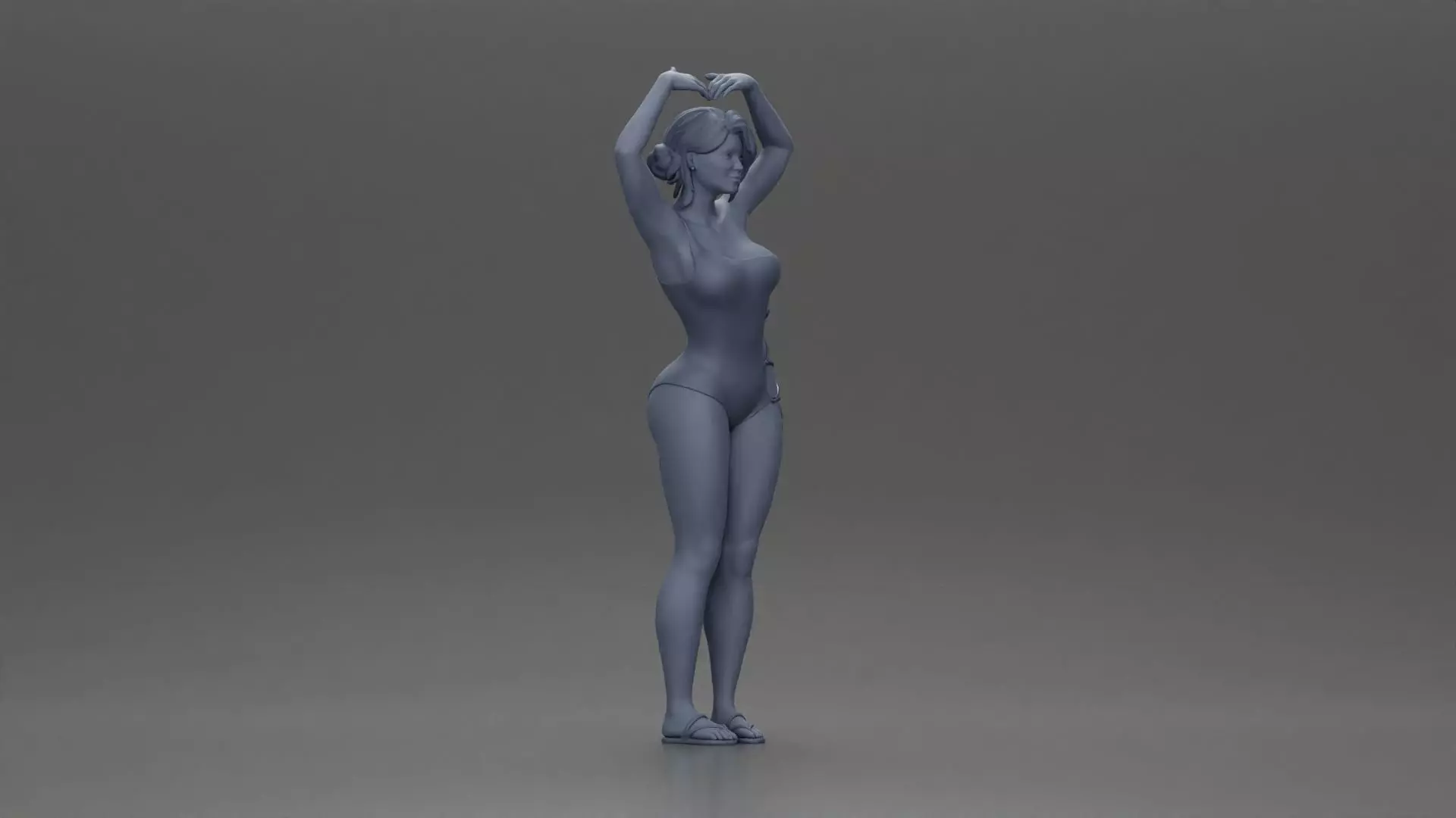 woman in turquoise swimsuit stretching with elegant ballet pose 3D print model_7