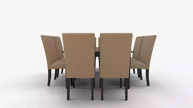 East West Furniture Capri 7-piece Wood Dining Table Set 3D model 2
