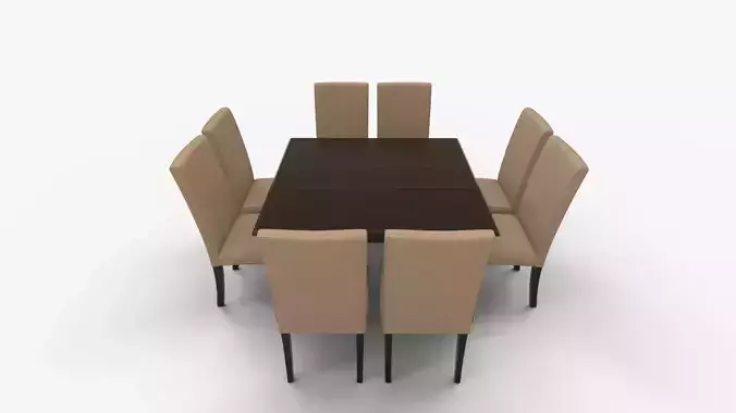 East West Furniture Capri 7-piece Wood Dining Table Set 3D model 4
