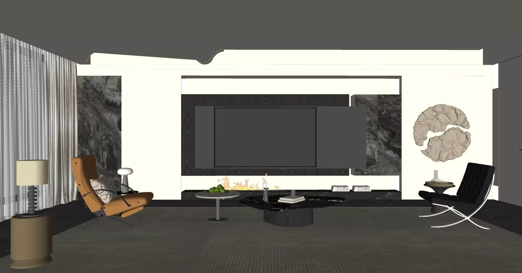 Italian - style living and dining room 3D model_7