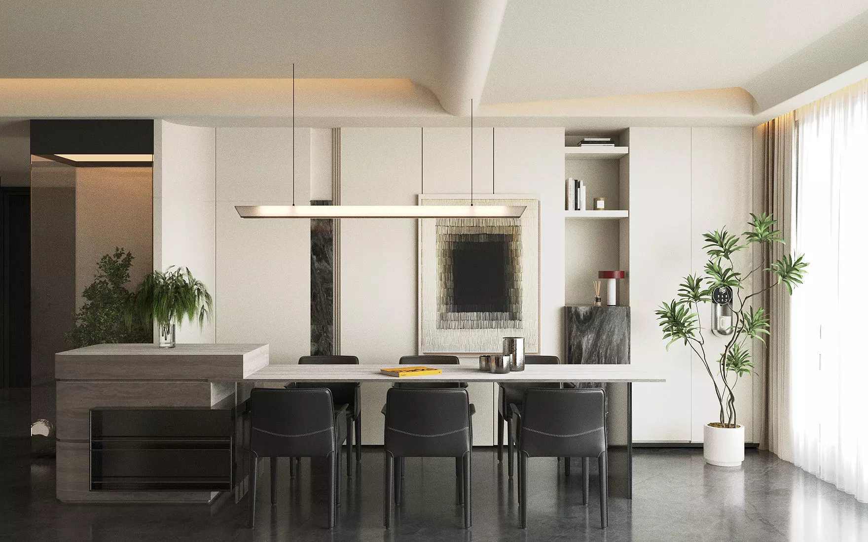 Italian - style living and dining room 3D model_4