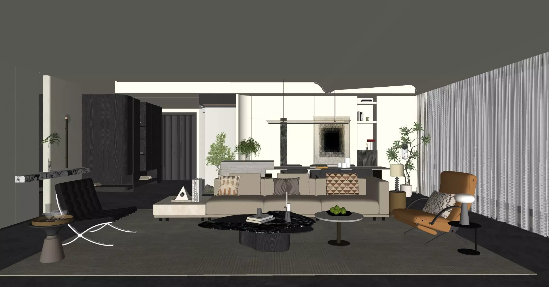 Italian - style living and dining room 3D model_5