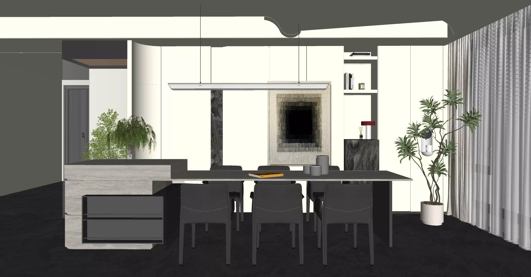Italian - style living and dining room 3D model_8