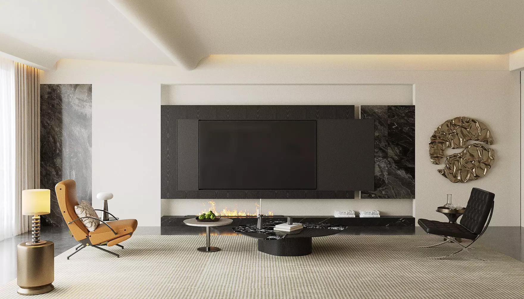 Italian - style living and dining room 3D model_3