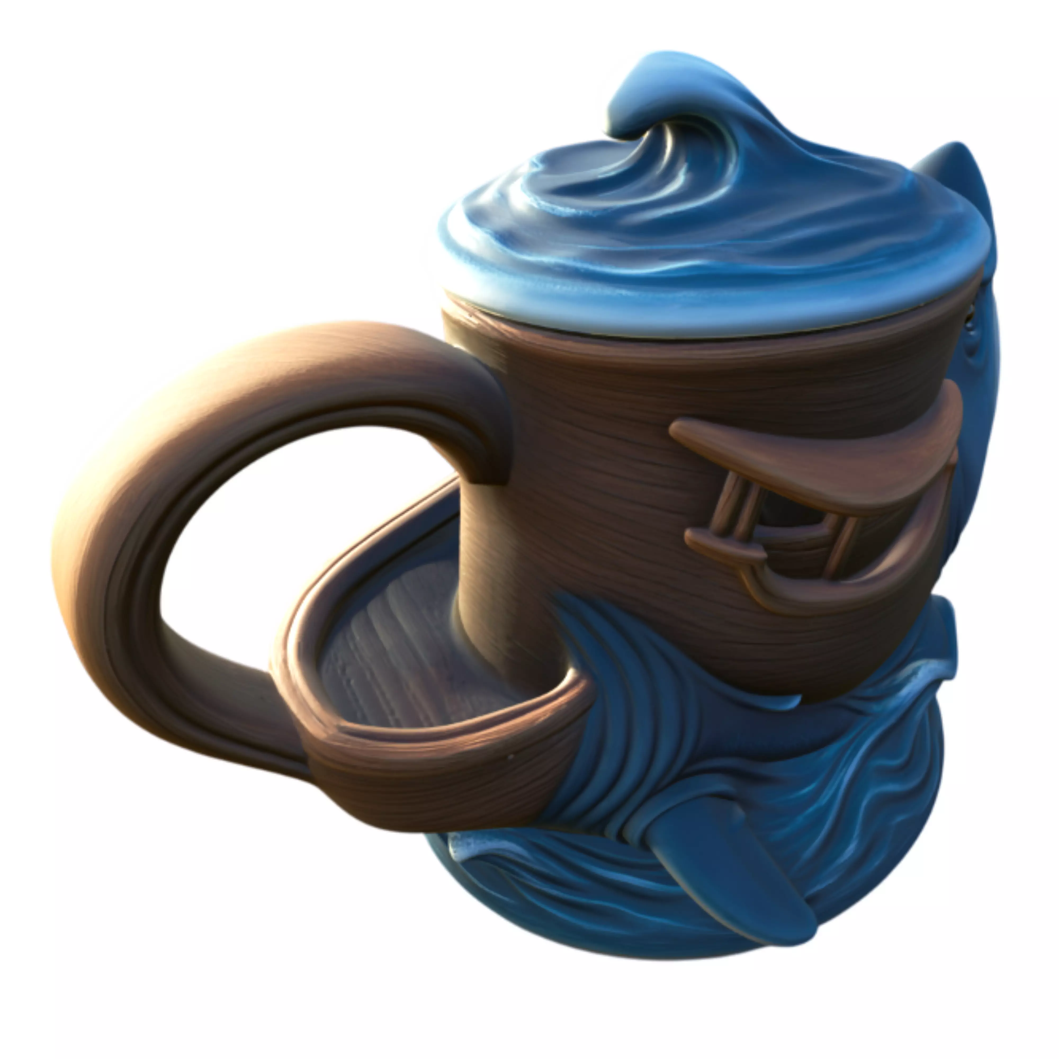 Megalodon Attack Mug 3D Printing Kit STL 3D print model_2
