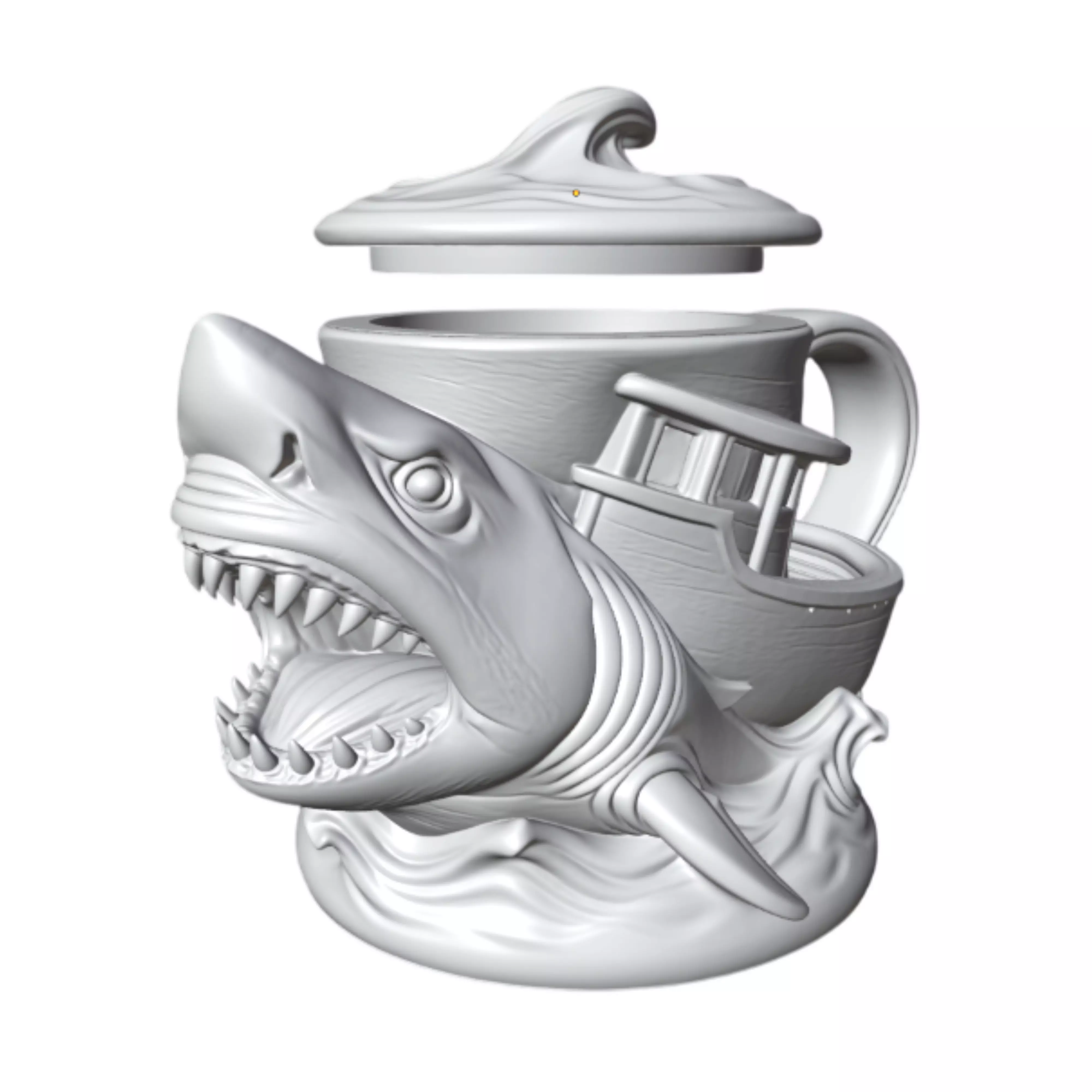 Megalodon Attack Mug 3D Printing Kit STL 3D print model_4